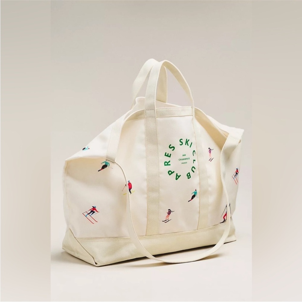 Anthropologie Oversized Slouchy Printed Apres Ski Club Canvas Tote